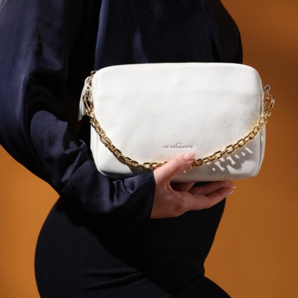 La Bagagerie Emmanuelle White Cowhide Leather Handbag - Picture 1 of 11